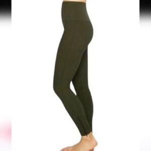 Spanx Look At Me Now Olive Green‎ Side Zip Leggings Large